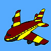 Red flying airplane coloring